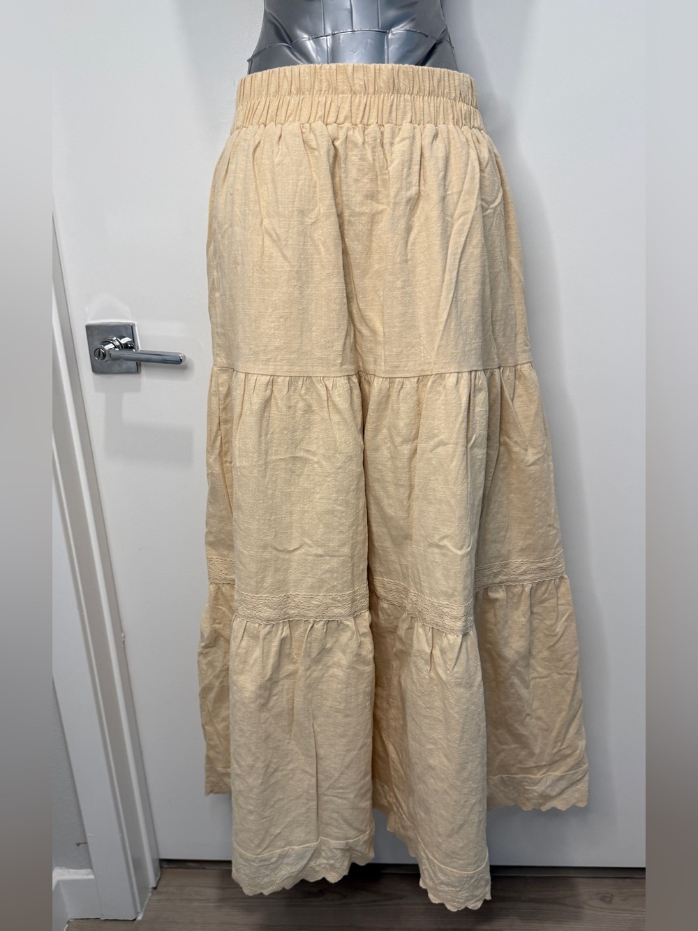 Women’s Tiered Maxi Skirt in Cream cotton